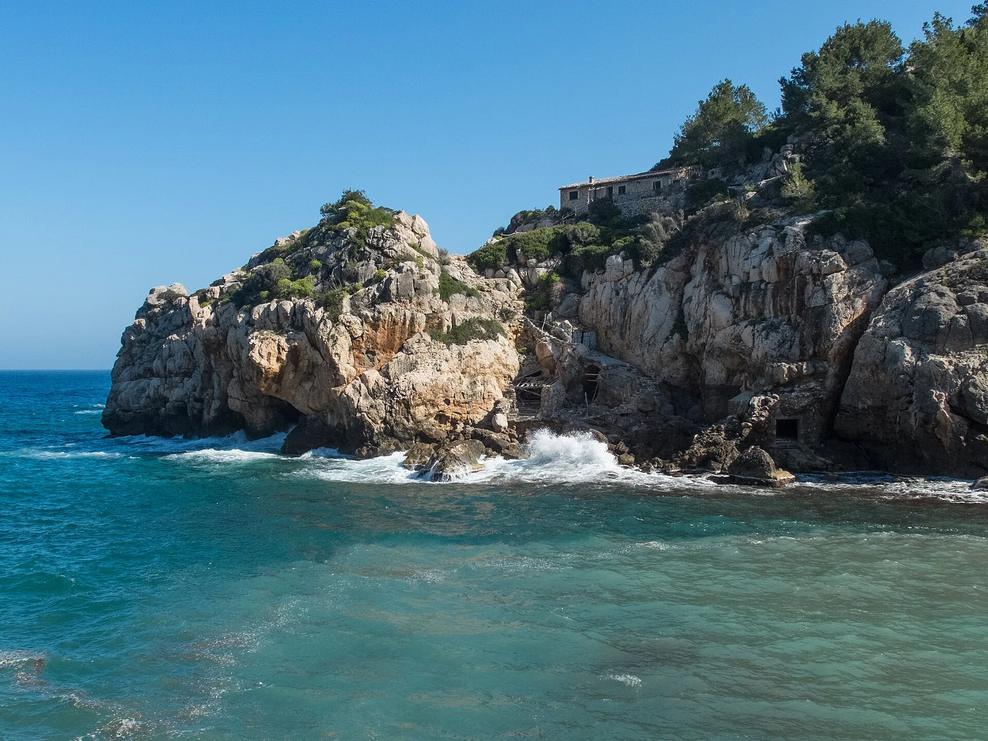 Cliffs and clear sea at Cala Deià, Mallorca